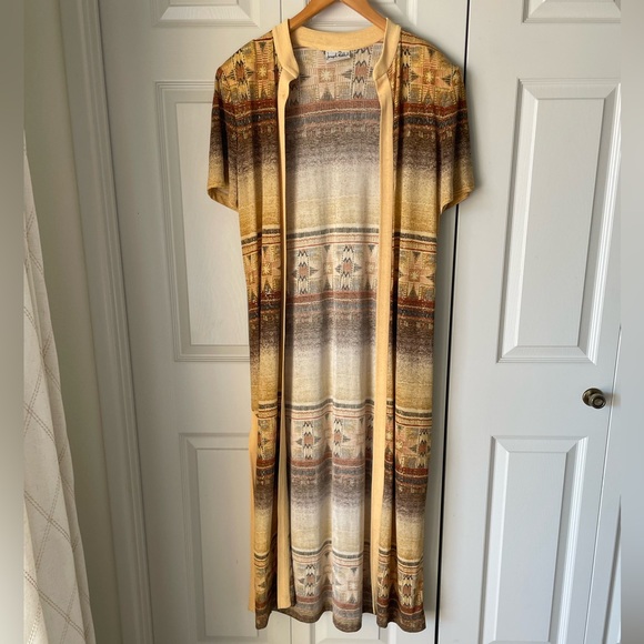 Joseph Ribkoff | Tribal print maxi open cardigan. Geometric. Aztec. Desert core - Picture 8 of 8